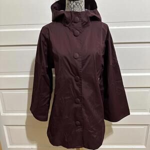 lululemon athletica Hooded Button-Front Coat in Deep Plum